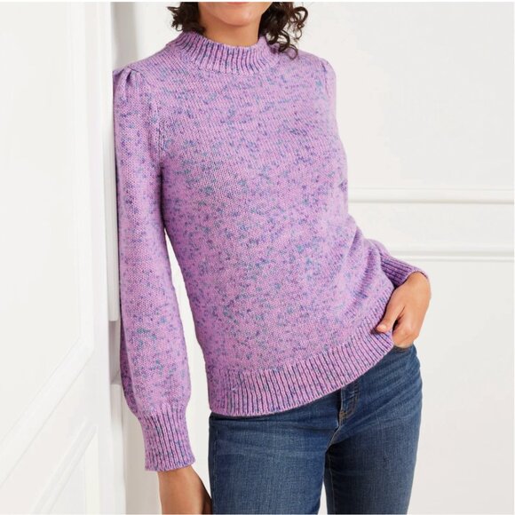 Talbots Purple Speckled Mockneck Pullover Sweater - Picture 1 of 8